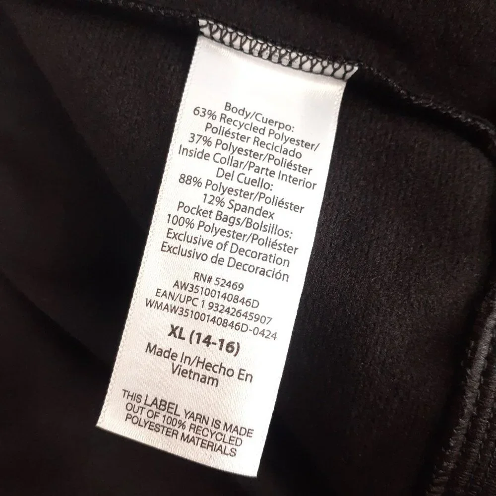 Athletic Works Boys Full-Zip Black Jacket With Reflective Stripe XL ,L - Picture 9 of 11